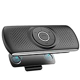 AGPTEK Manos Libres para Coche Bluetooth 5.0 con Siri, Google Asistente, Kit de Coche Altavoz Inalámbrico con Ranura de Tarjeta TF, Soporta Conexión de 2 Teléfonos Simultáneamente, Negro